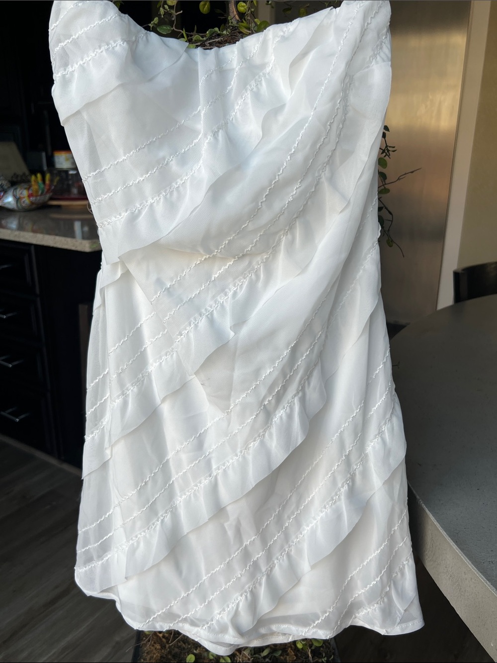 Fashion Nova White Strapless Ruffle Tiered Dress